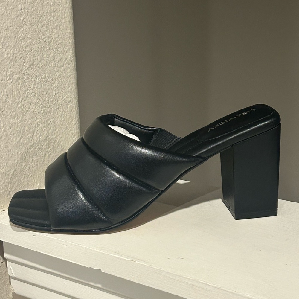 Lisa Vicky Very-V Black Sheep Napa Sandal Black Slip On Heel Women’s Sz. 9.5 NEW - Picture 4 of 10